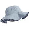 Blauw/wit gestreept zonnehoedje - Amelia reversible seersucker sun hat surf blue/creme de la creme